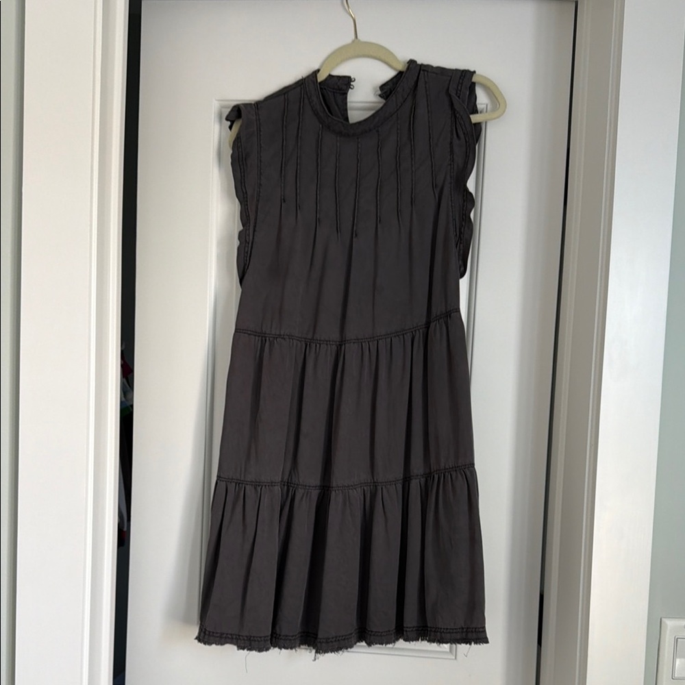 Anthropologie Women's Tiered Sleeveless Dress - Charcoal